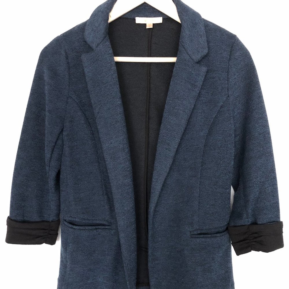 Skies Are Blue Navy Cuffed Knit Blazer